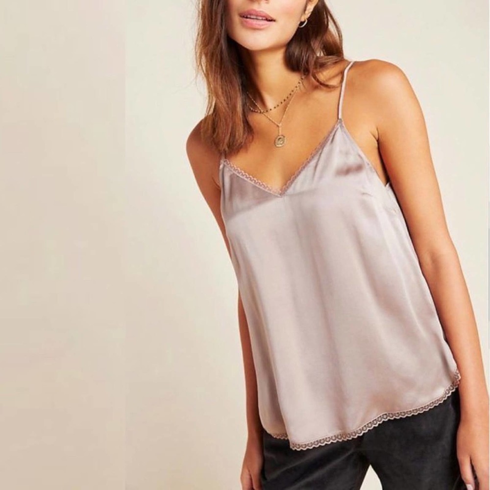 Anthropologie Colette Silk & Lace Camisole in Beige